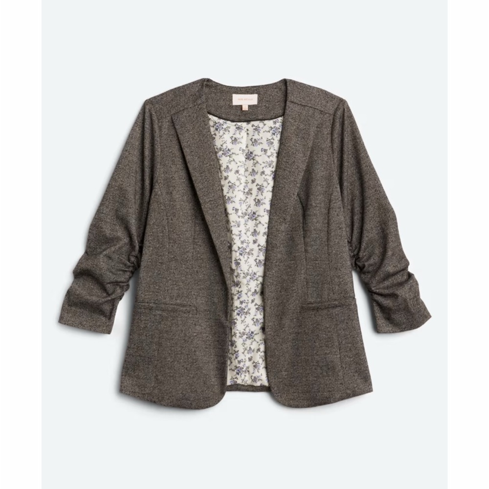 Skies are Blue | Gray Raja Collarless Blazer | Ruched Sleeves | Sz M